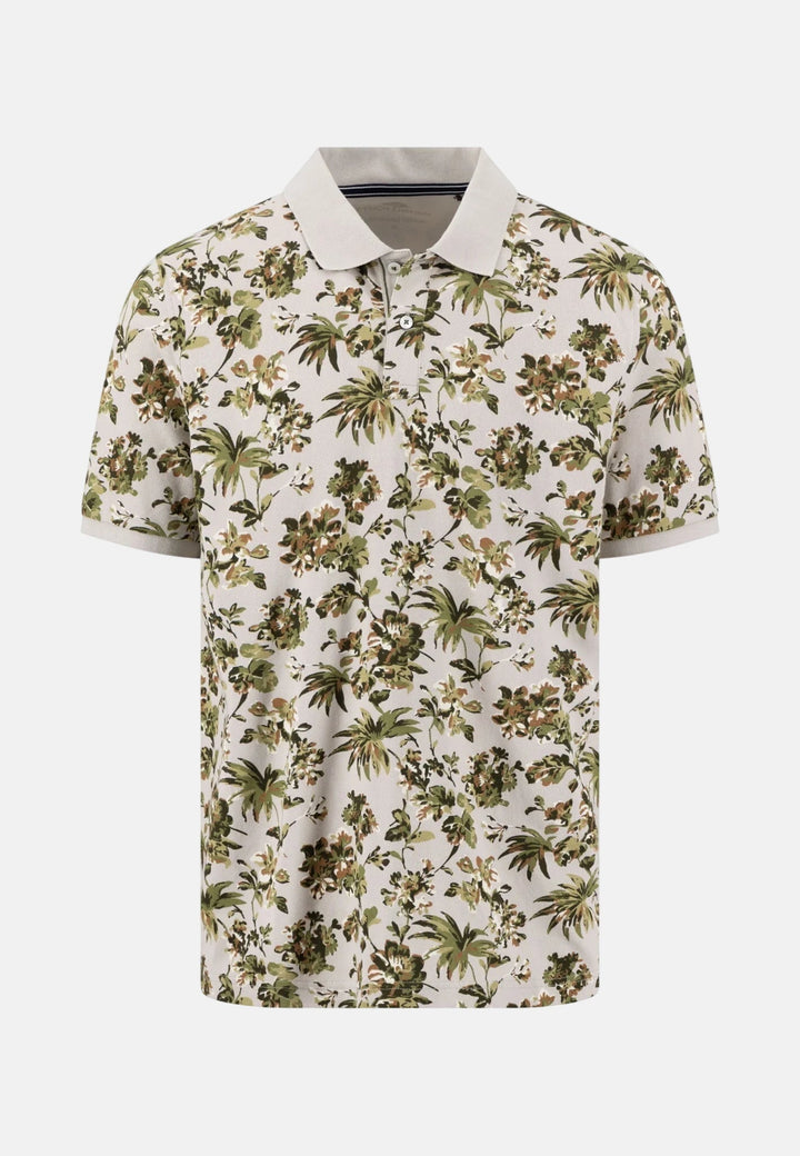Fynch - Hatton All Over Print Floral Polo Shirt Cement - 16031308-828-M - fynch - hatton.co.uk