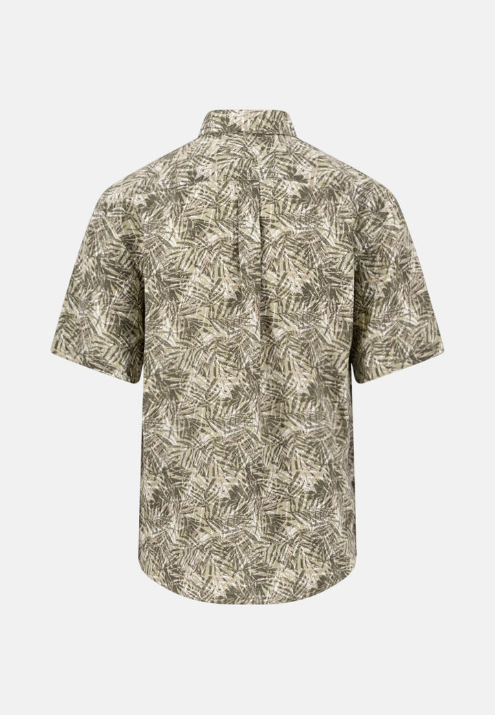 Fynch - Hatton All - Over Print Linen Button Down Short Sleeved Shirt Pistachio 16046051-745-M