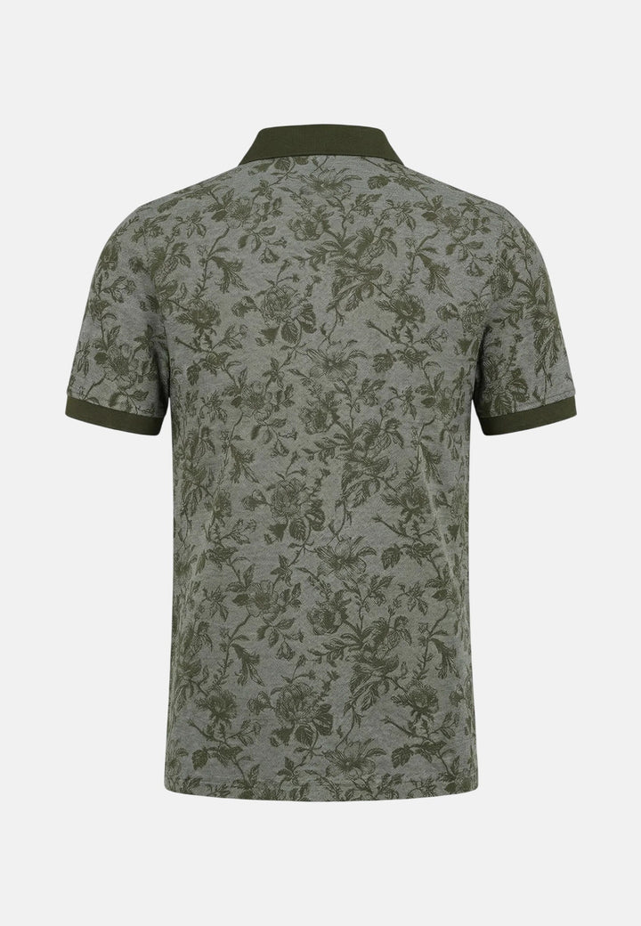 Fynch - Hatton All Over Print Two - Tone Polo Shirt Dark Khaki 16031911-719-M