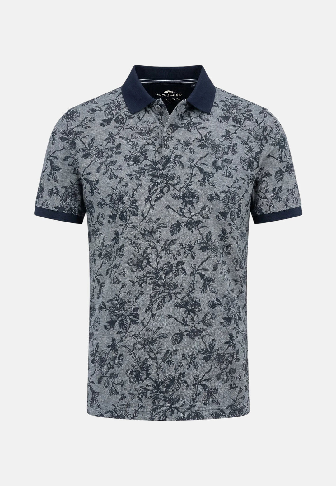 Fynch - Hatton All Over Print Two - Tone Polo Shirt Navy 16031911-685-M