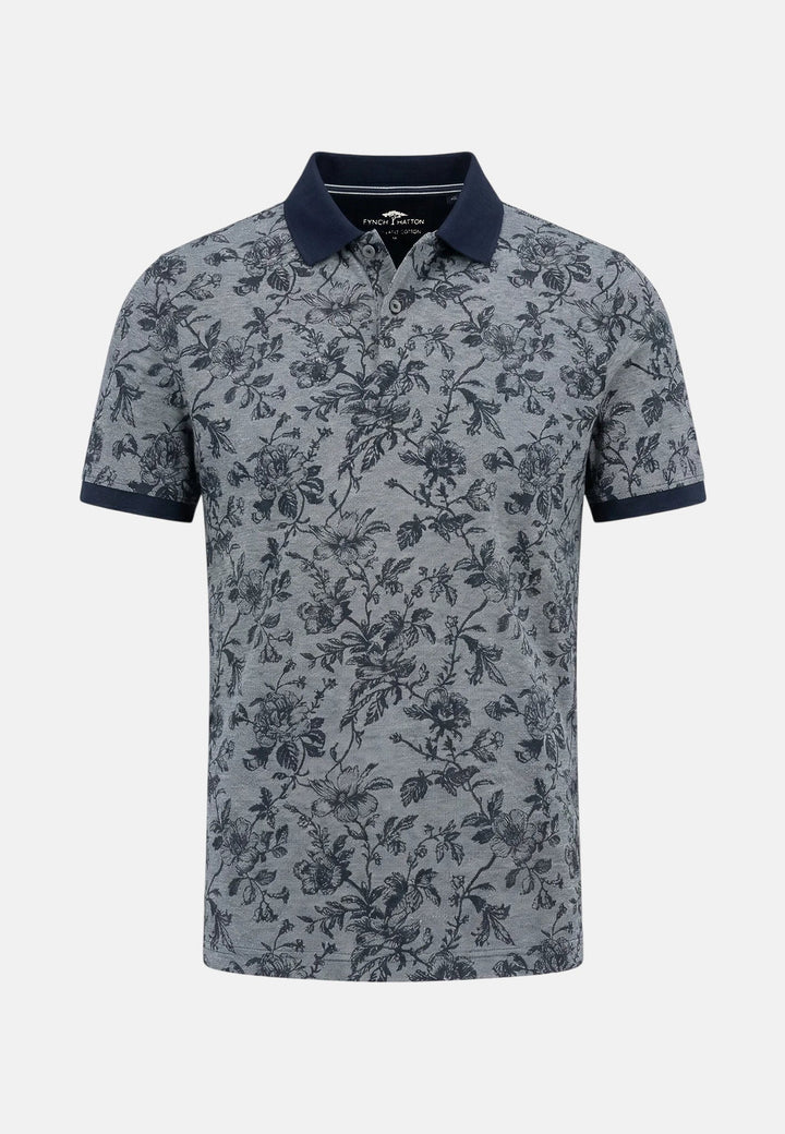 Fynch - Hatton All Over Print Two - Tone Polo Shirt Navy 16031911-685-M