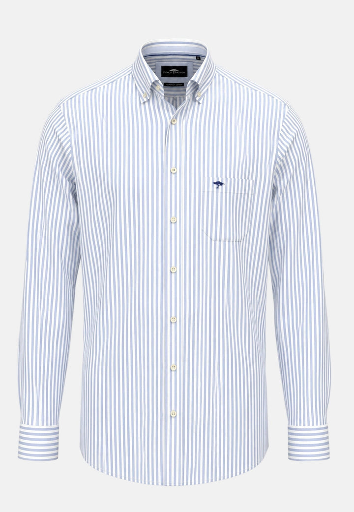 Fynch-Hatton All Season Poplin Stripe Button Down Shirt Light Blue 10005510-675-M