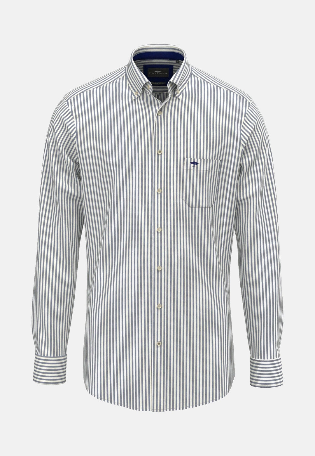 Fynch-Hatton All Season Poplin Stripe Button Down Shirt Navy 10005510-685-M