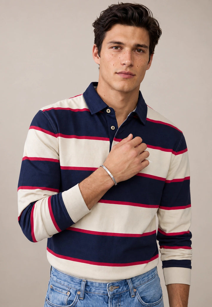 Fynch-Hatton Block Stripe Rugby Shirt Clay 16141363-848-S