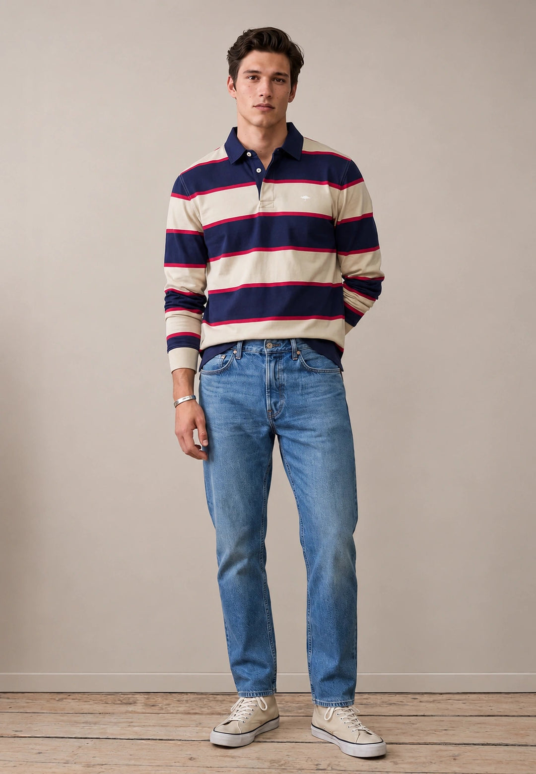 Fynch-Hatton Block Stripe Rugby Shirt Clay 16141363-848-S