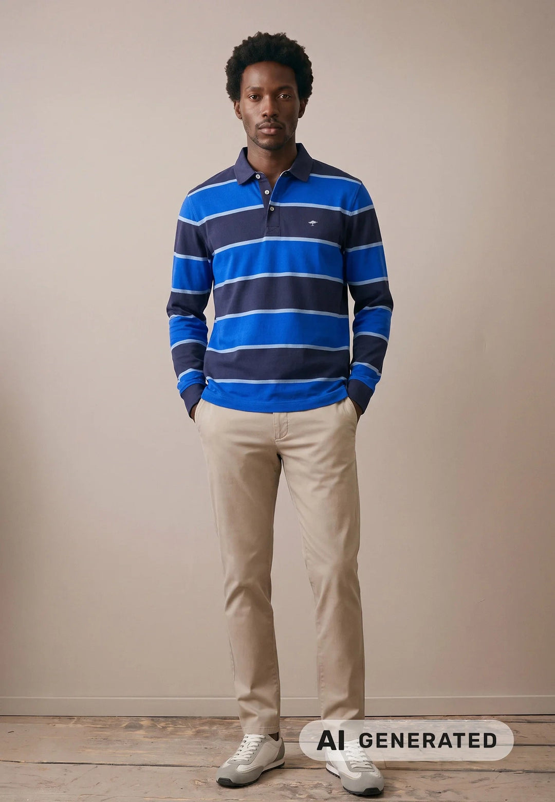 Fynch-Hatton Block Stripe Rugby Shirt Navy 16141363-685-M