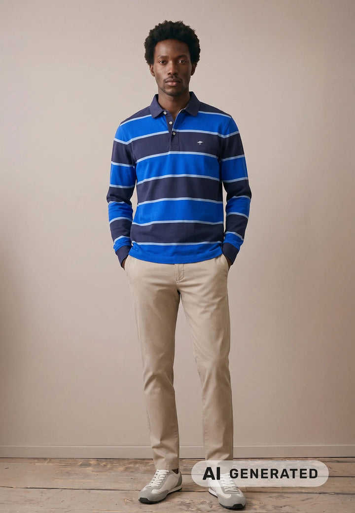Fynch-Hatton Block Stripe Rugby Shirt Navy 16141363-685-M