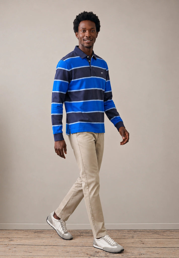 Fynch-Hatton Block Stripe Rugby Shirt Navy 16141363-685-M