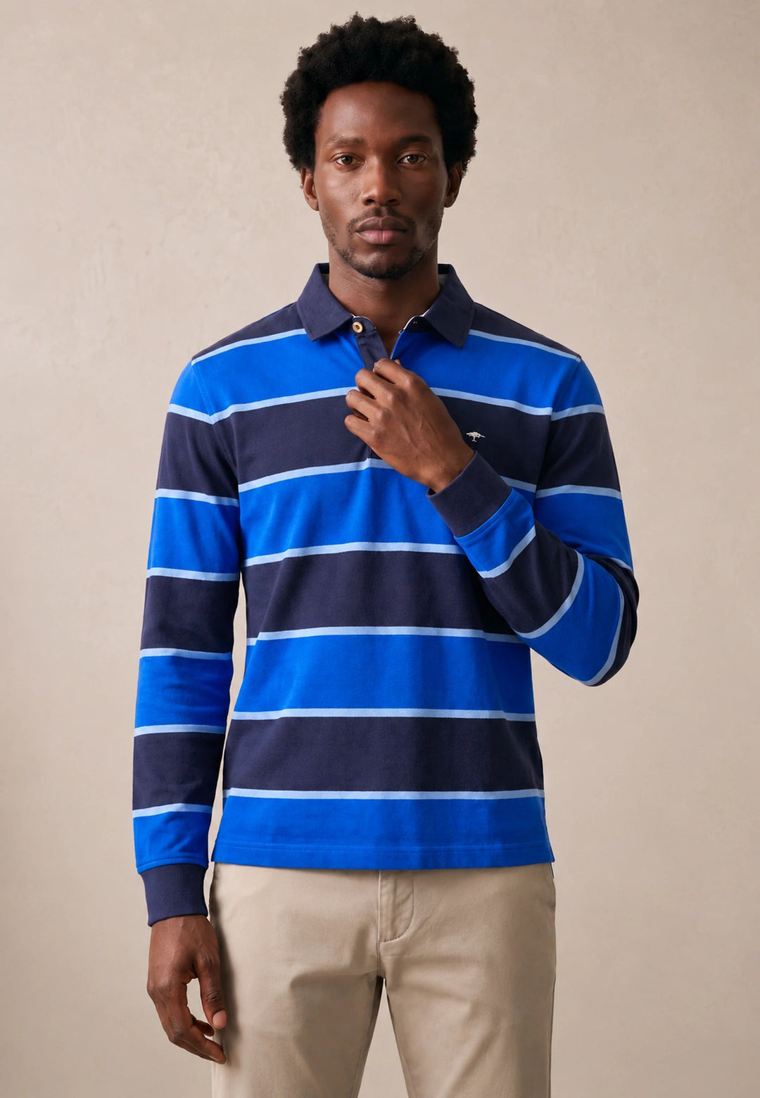 Fynch-Hatton Block Stripe Rugby Shirt Navy 16141363-685-M