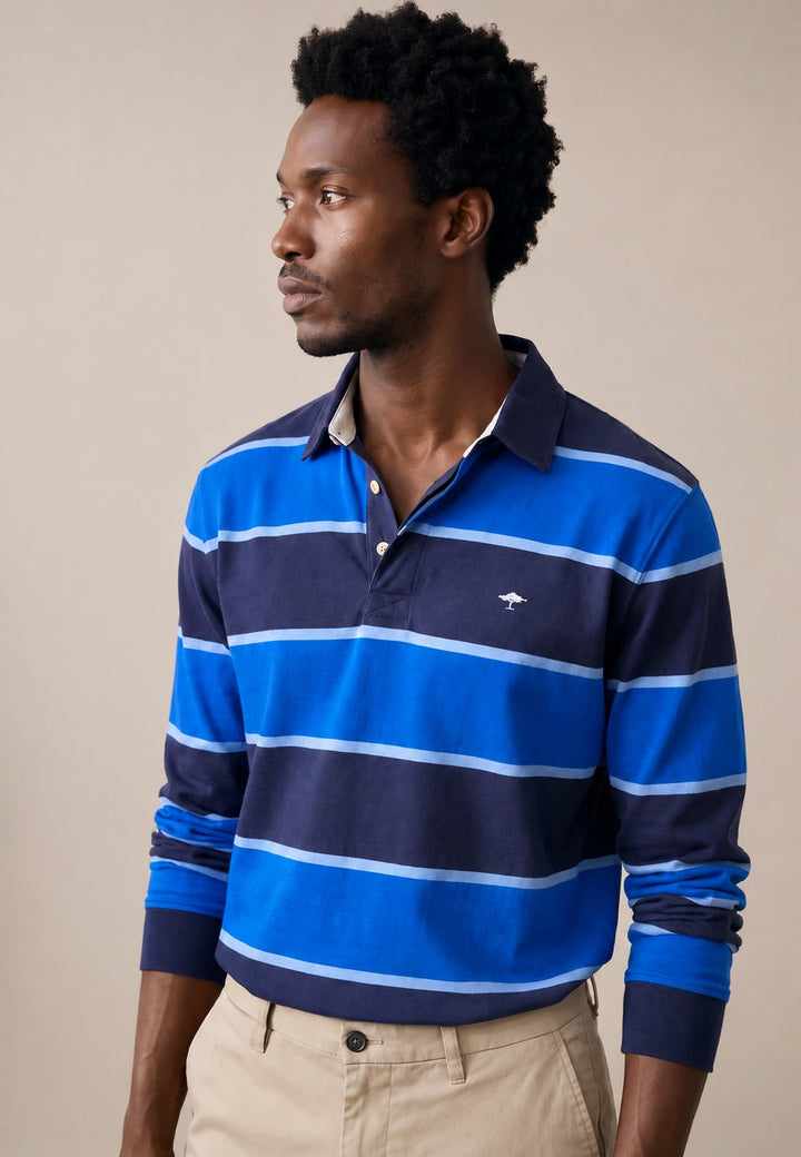 Fynch-Hatton Block Stripe Rugby Shirt Navy 16141363-685-M