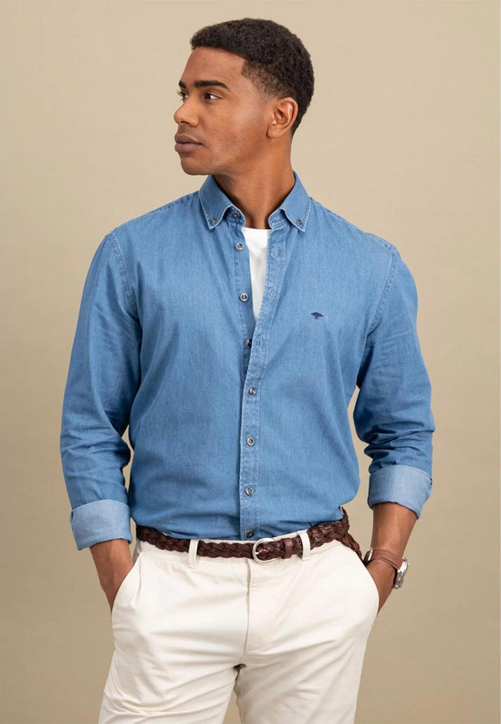 Fynch - Hatton Button Down Denim Shirt Crystal Blue 15027030-604-S
