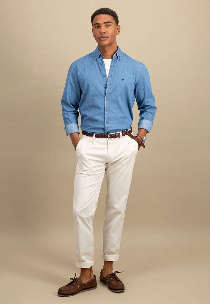 Fynch - Hatton Button Down Denim Shirt Crystal Blue 15027030-604-S