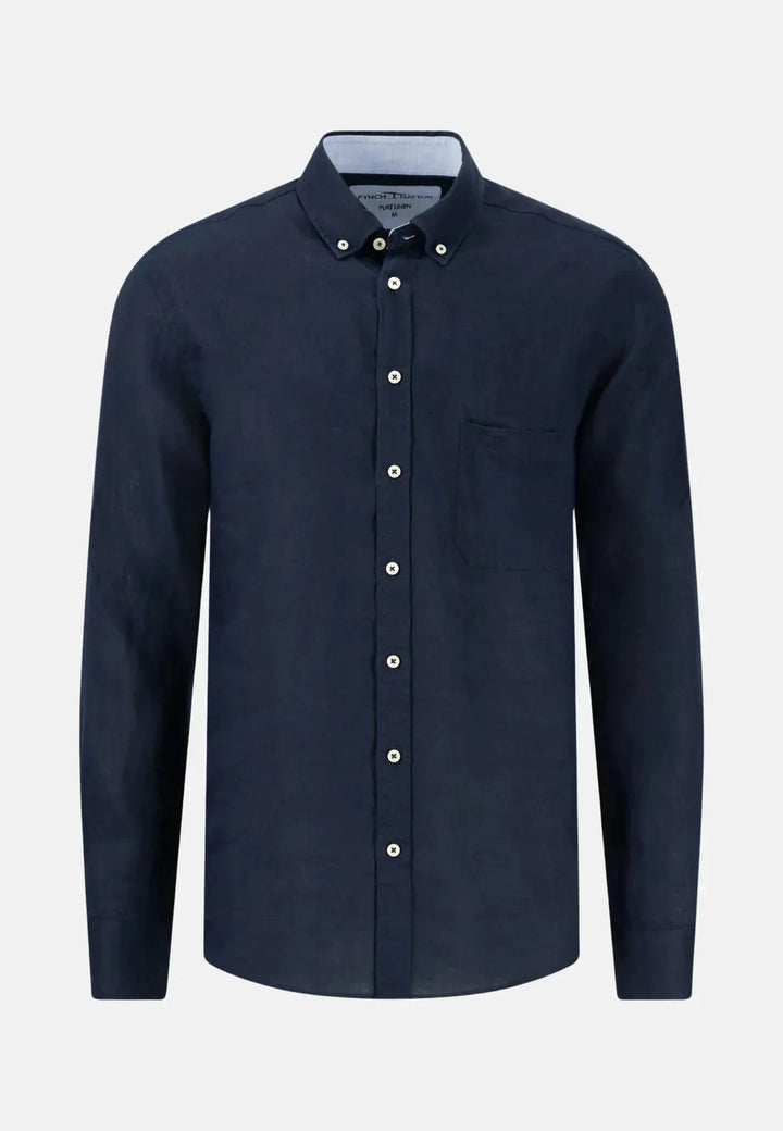 Fynch - Hatton Button Down Linen Shirt Navy 15136000-685-S
