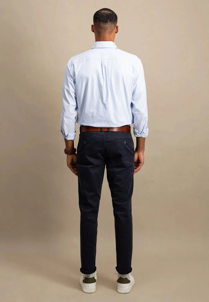 Fynch - Hatton - Button Down Oxford Shirt Light Blue Stripe - 10005500-5530-S