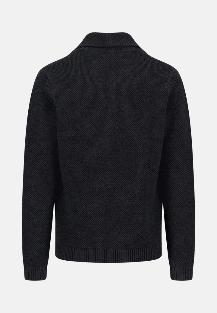 Buttoned Shawl Collar Cardigan Charcoal – FYNCH-HATTON, image 2 of 3