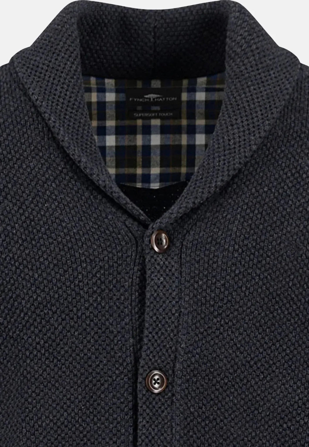 Buttoned Shawl Collar Cardigan Charcoal – FYNCH-HATTON, image 3 of 3