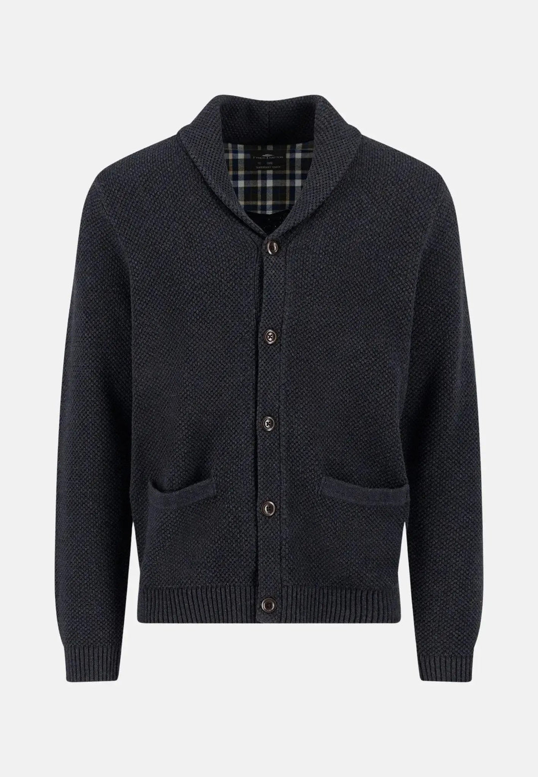 Fynch - Hatton - Buttoned Shawl Collar Cardigan Charcoal - 1509641-998-M - uk