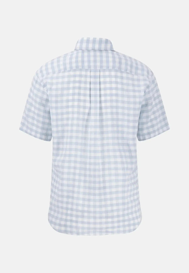 Check Linen Button Down Short Sleeved Shirt Summer Breeze – FYNCH-HATTON, image 2 of 2