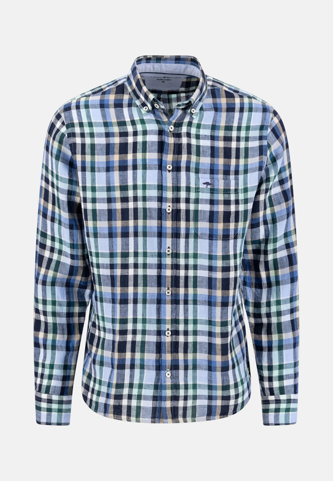 Fynch - Hatton Check Pattern Pure Linen Button Down Shirt Pine Green 16136030-727-M