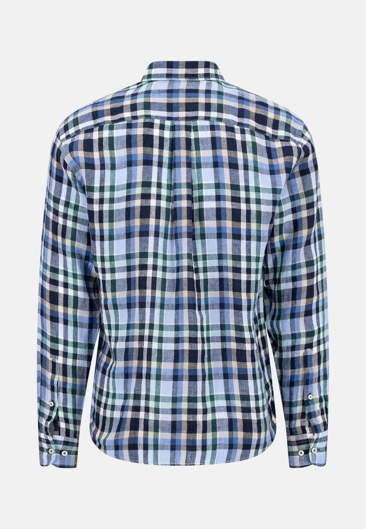 Fynch - Hatton Check Pattern Pure Linen Button Down Shirt Pine Green 16136030-727-M