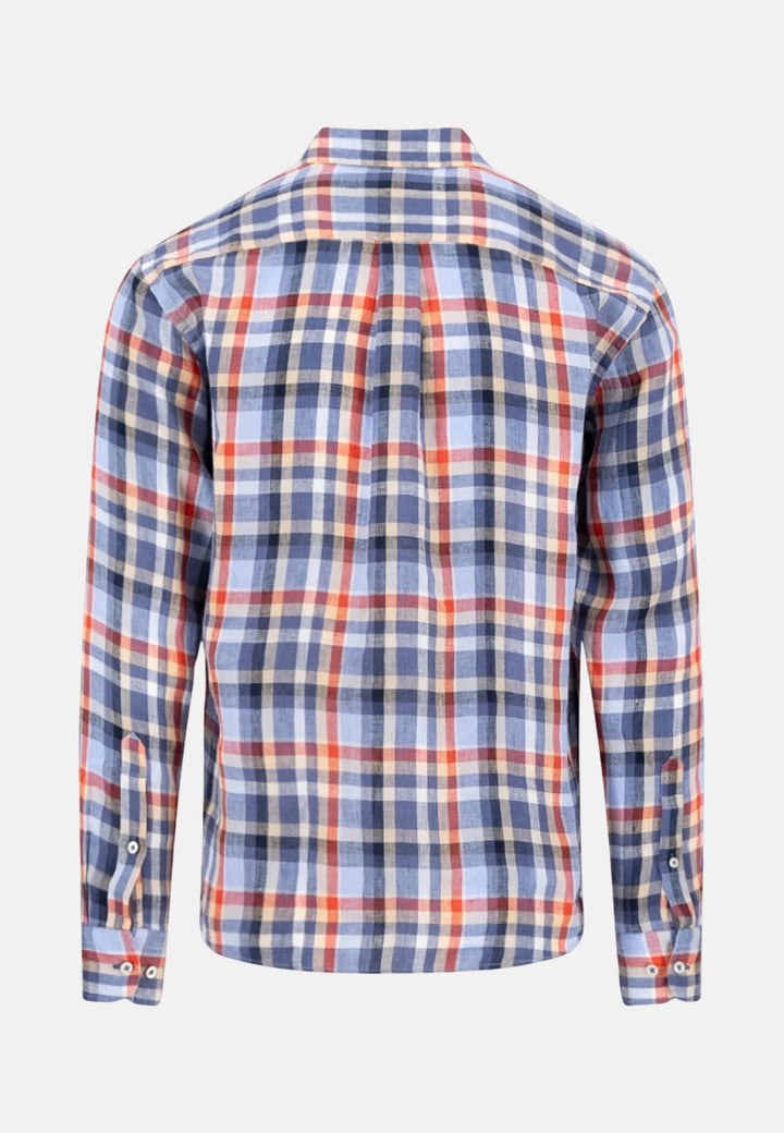 Fynch - Hatton Check Pattern Pure Linen Button Down Shirt Spicy Red 16136030-369-M