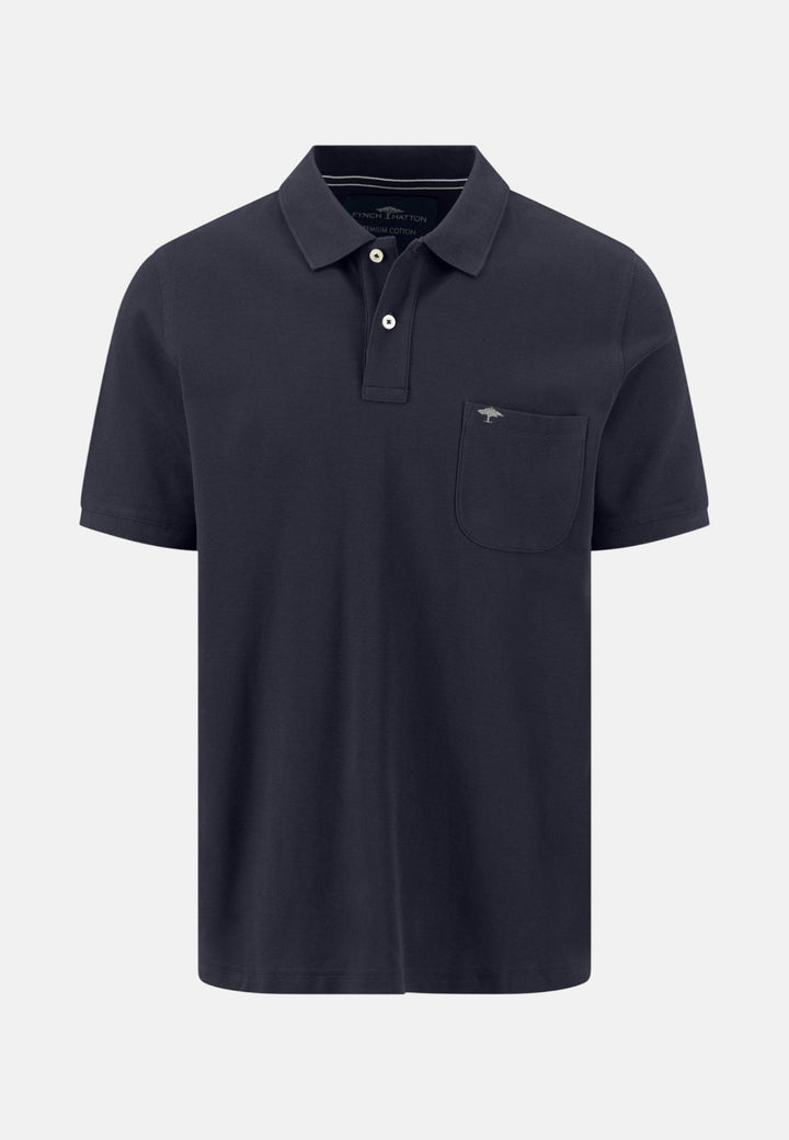 Fynch - Hatton Chest Pocket Premium Cotton Polo Shirt Navy - 16031701-685-M - fynch - hatton.co.uk