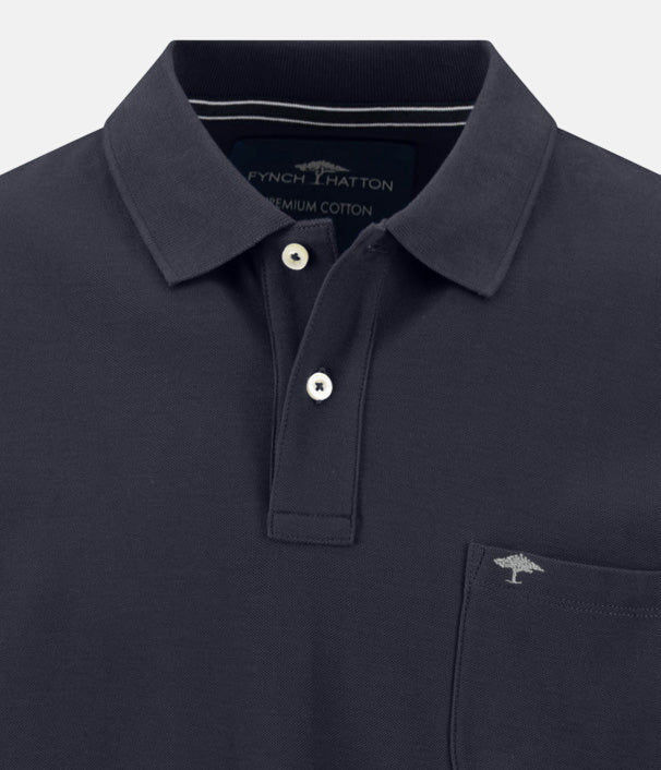 Fynch - Hatton Chest Pocket Premium Cotton Polo Shirt Navy - 16031701-685-M - fynch - hatton.co.uk