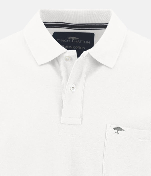 Fynch - Hatton Chest Pocket Premium Cotton Polo Shirt White - 16031701-802-M - fynch - hatton.co.uk