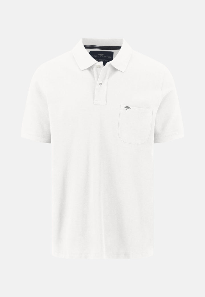Fynch - Hatton Chest Pocket Premium Cotton Polo Shirt White - 16031701-802-M - fynch - hatton.co.uk