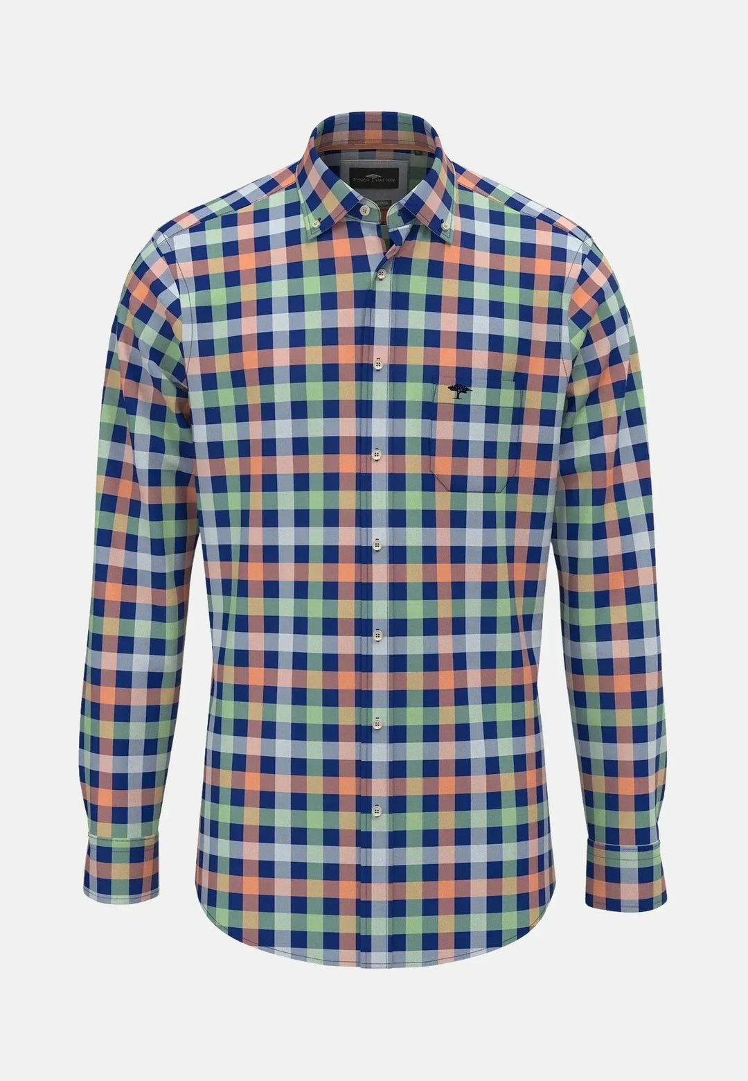 Fynch - Hatton Colorful Combi Check Shirt Sunny Orange 15138320-208-S