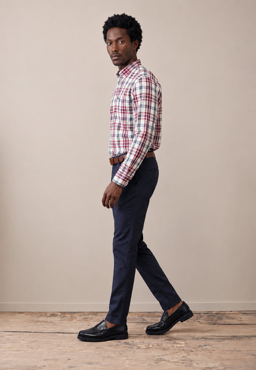 Fynch-Hatton Colorful Twill Check Button Down Shirt Grape 16086210-416-M