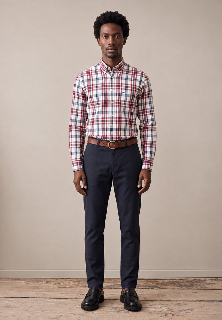Fynch-Hatton Colorful Twill Check Button Down Shirt Grape 16086210-416-M