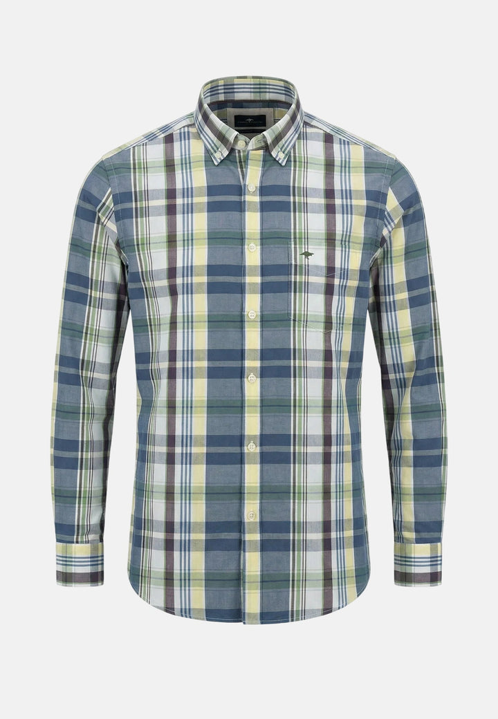 Fynch - Hatton Colourful Check Button Down Shirt Aubergine - 16038310-342-M - fynch - hatton.co.uk