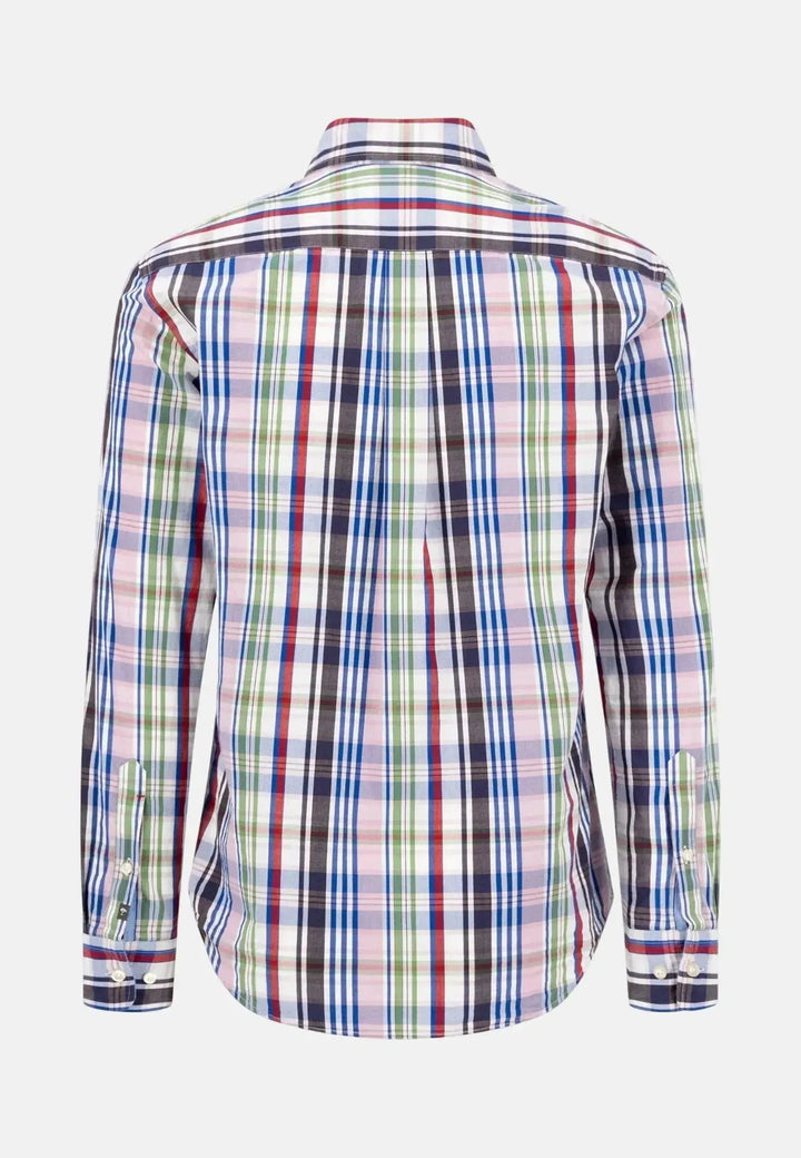Fynch - Hatton Colourful Check Button Down Shirt Cranberry Red - 16029510-341-M - fynch - hatton.co.uk
