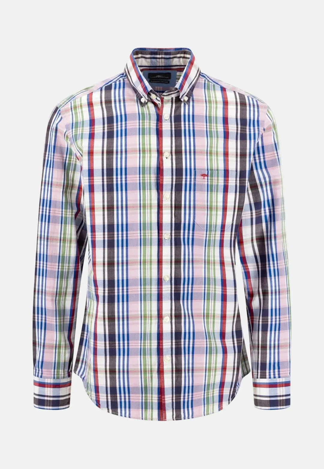 Fynch - Hatton Colourful Check Button Down Shirt Cranberry Red - 16029510-341-M - fynch - hatton.co.uk