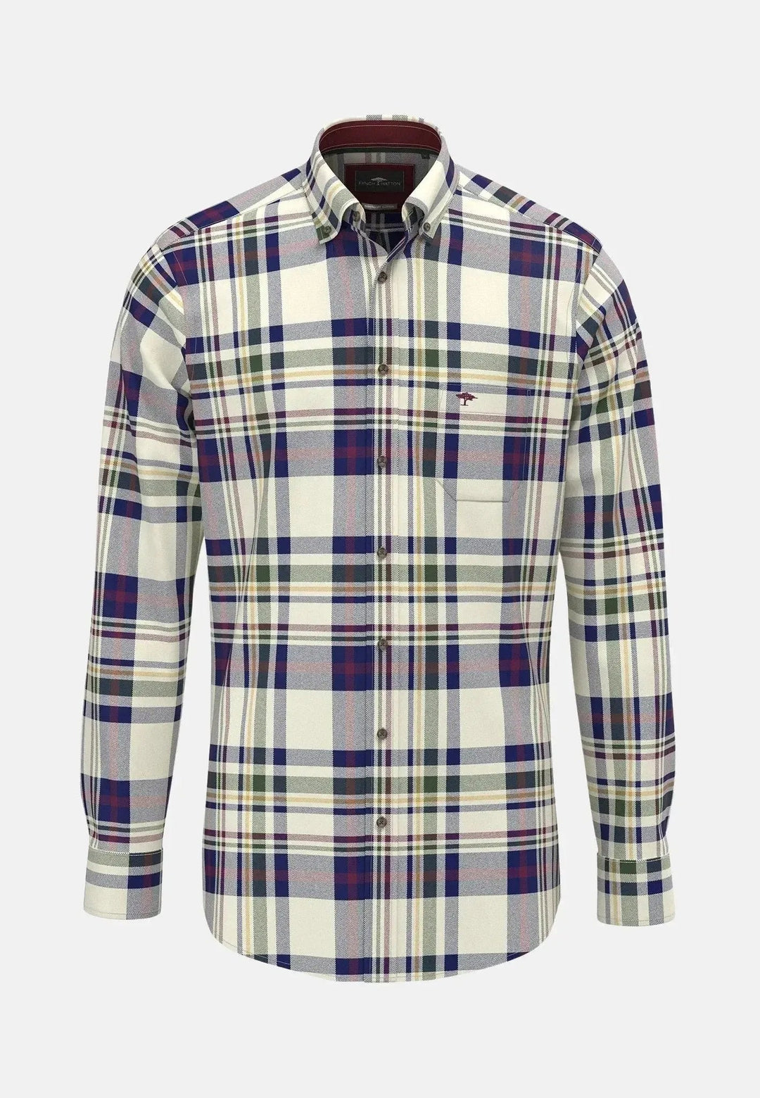 Fynch - Hatton Colourful Check Button Down Shirt Deep Merlot - 15098900-368-S - fynch - hatton.co.uk
