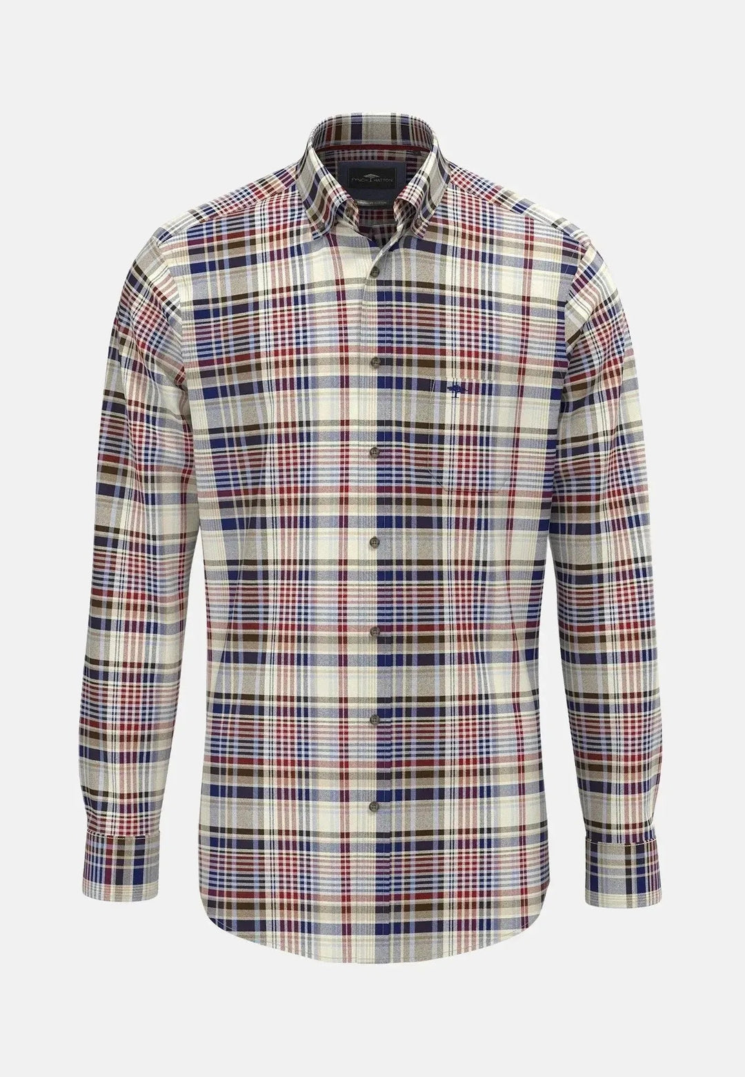 Fynch - Hatton Colourful Flannel Button Down Check Shirt Garnet Red - 15108090-367-S - fynch - hatton.co.uk