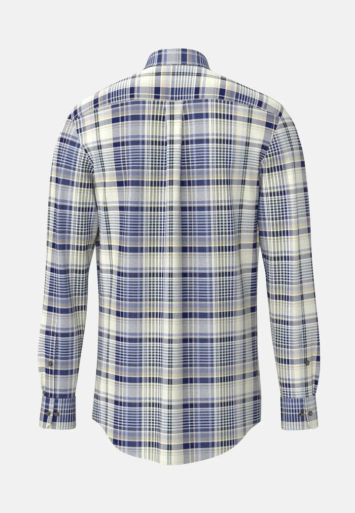 Fynch - Hatton Colourful Flannel Button Down Check Shirt Misty Blue - 15108090-638-S - fynch - hatton.co.uk