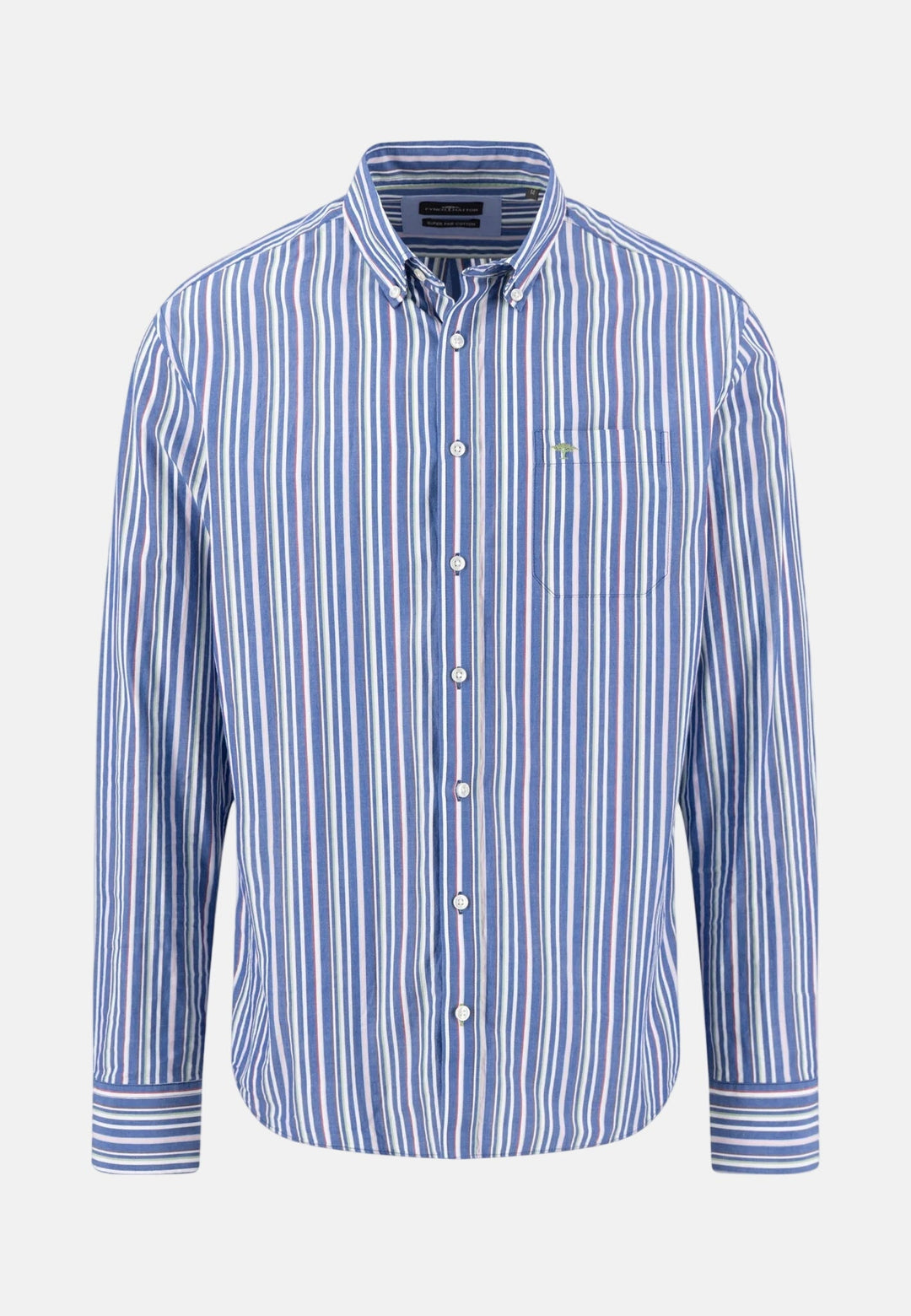 Fynch - Hatton Colourful Poplin Stripe Button Down Shirt Harbour Blue - 16025020-654-M - fynch - hatton.co.uk