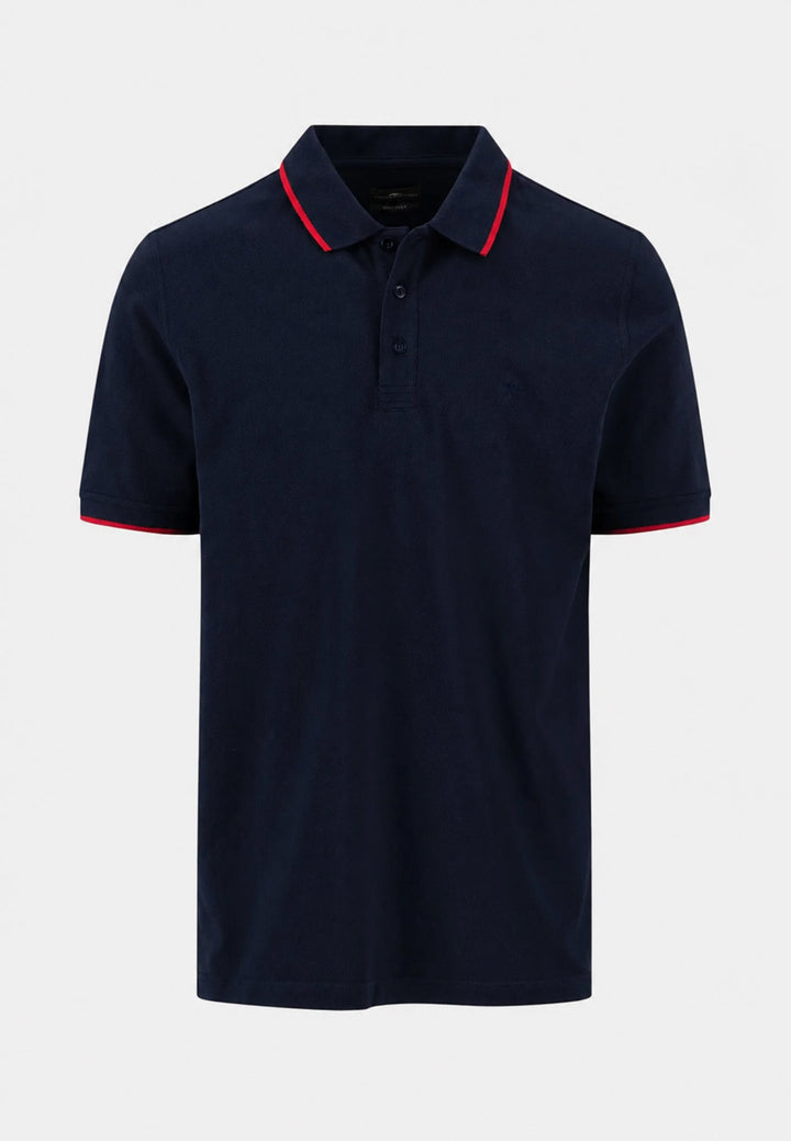 Fynch-Hatton Contrast Tipped 2-Ply Cotton Polo Shirt Navy 16131801-685-M