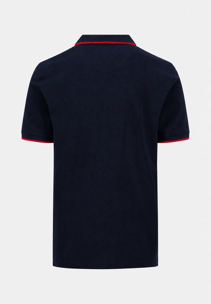 Fynch-Hatton Contrast Tipped 2-Ply Cotton Polo Shirt Navy 16131801-685-M