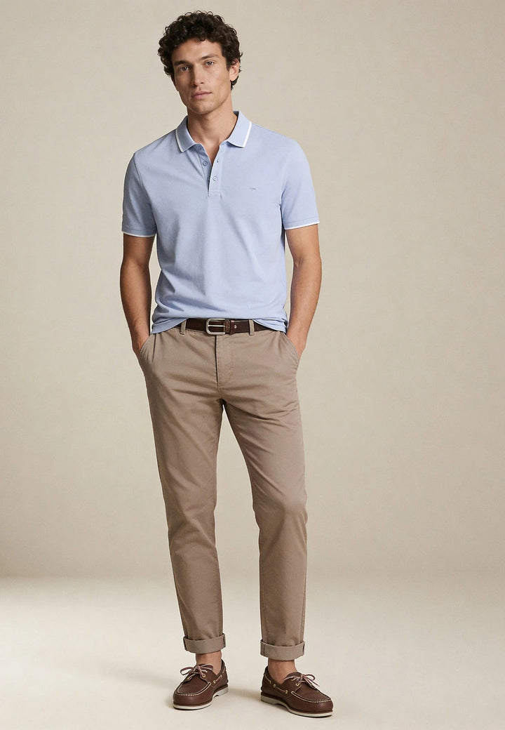 Fynch - Hatton Contrast Tipped 2 - Ply Cotton Polo Shirt New Breeze 16131801-653-M