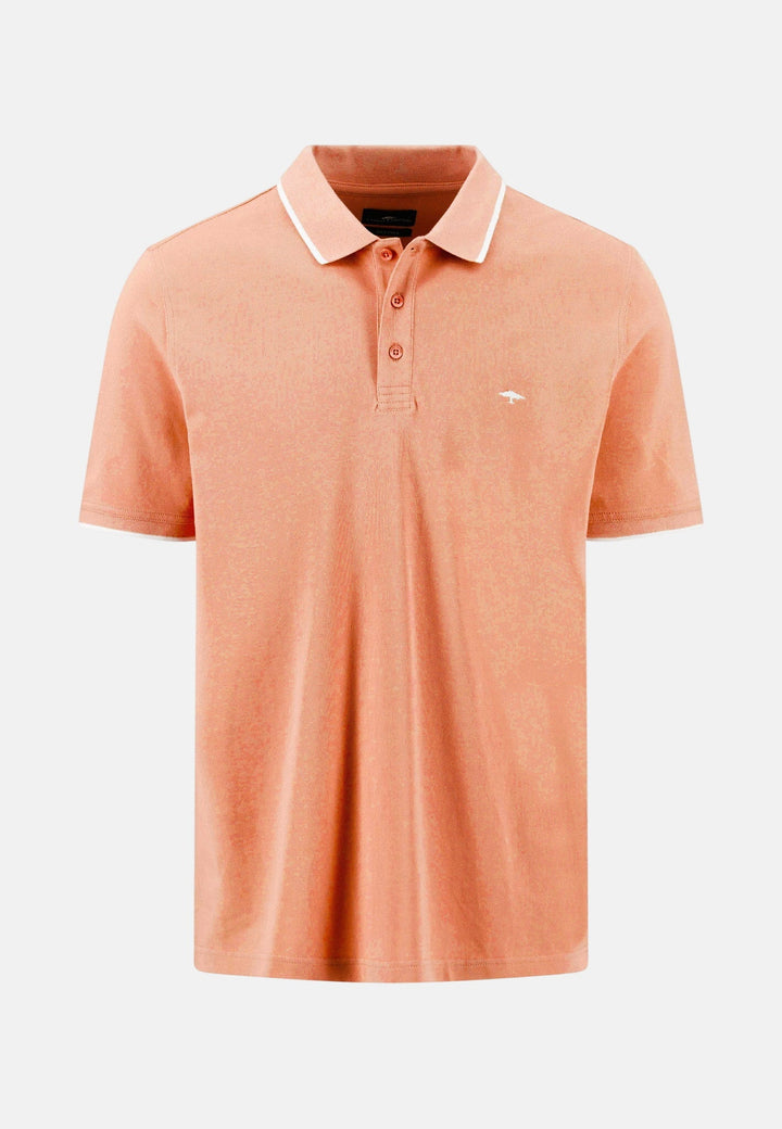 Fynch - Hatton Contrast Tipped 2 - Ply Cotton Polo Shirt Tangerine 16131801-212-M