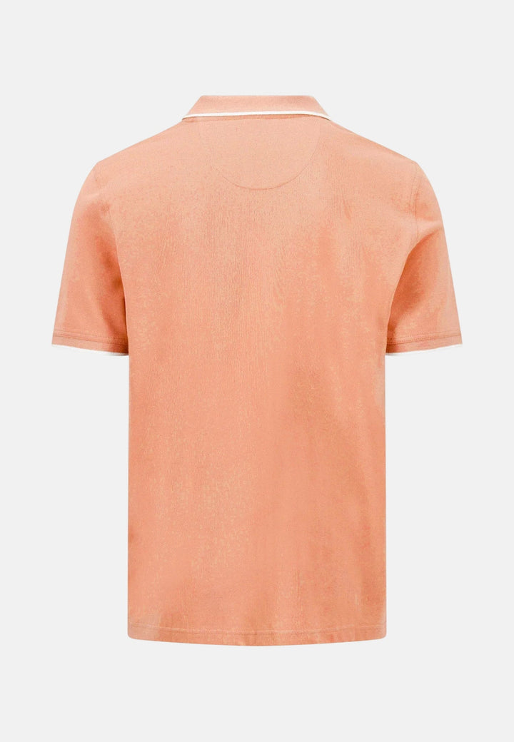 Fynch - Hatton Contrast Tipped 2 - Ply Cotton Polo Shirt Tangerine 16131801-212-M