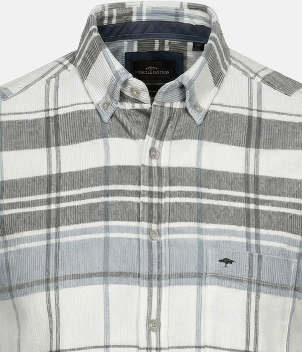 Fynch-Hatton Corduroy Check Button Down Shirt Clay 16095490-848-M