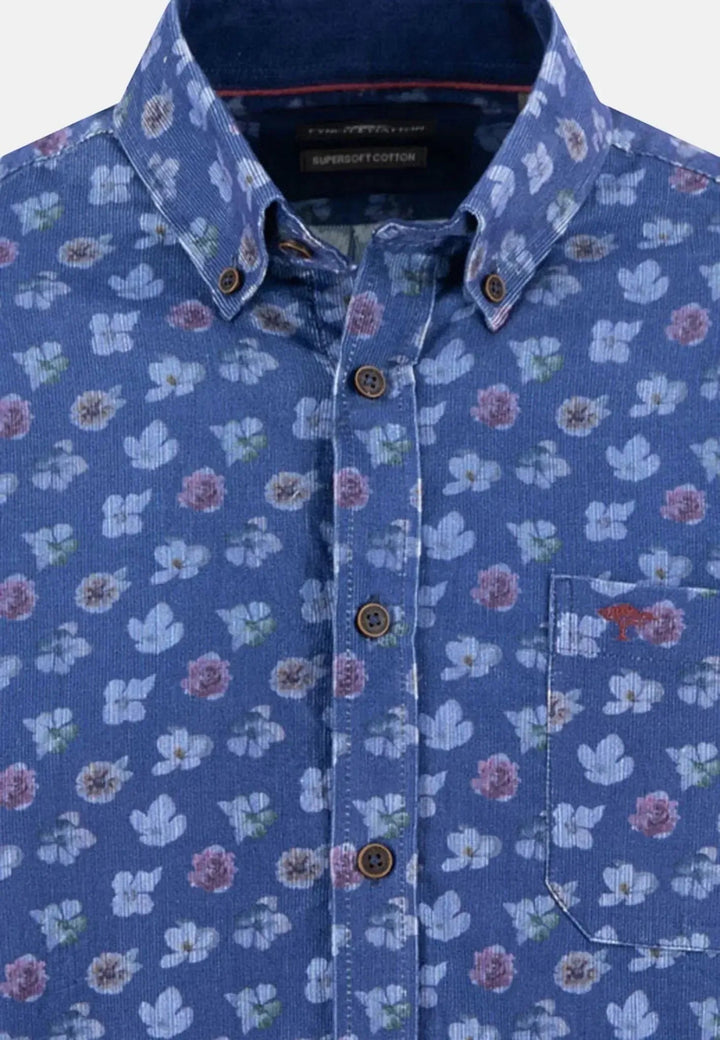 Fynch - Hatton - Corduroy Print Button Down Shirt Navy - 15095580-685-M