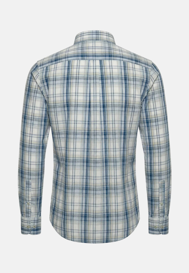 Fynch - Hatton Cotton Check Button Down Shirt Harbour Blue - 16028250-654-M - fynch - hatton.co.uk