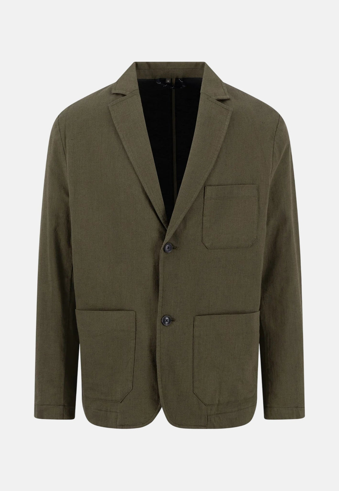 Fynch - Hatton Cotton Linen Blend Twotone Structured Blazer Dark Khaki - 16032820-719-M - fynch - hatton.co.uk