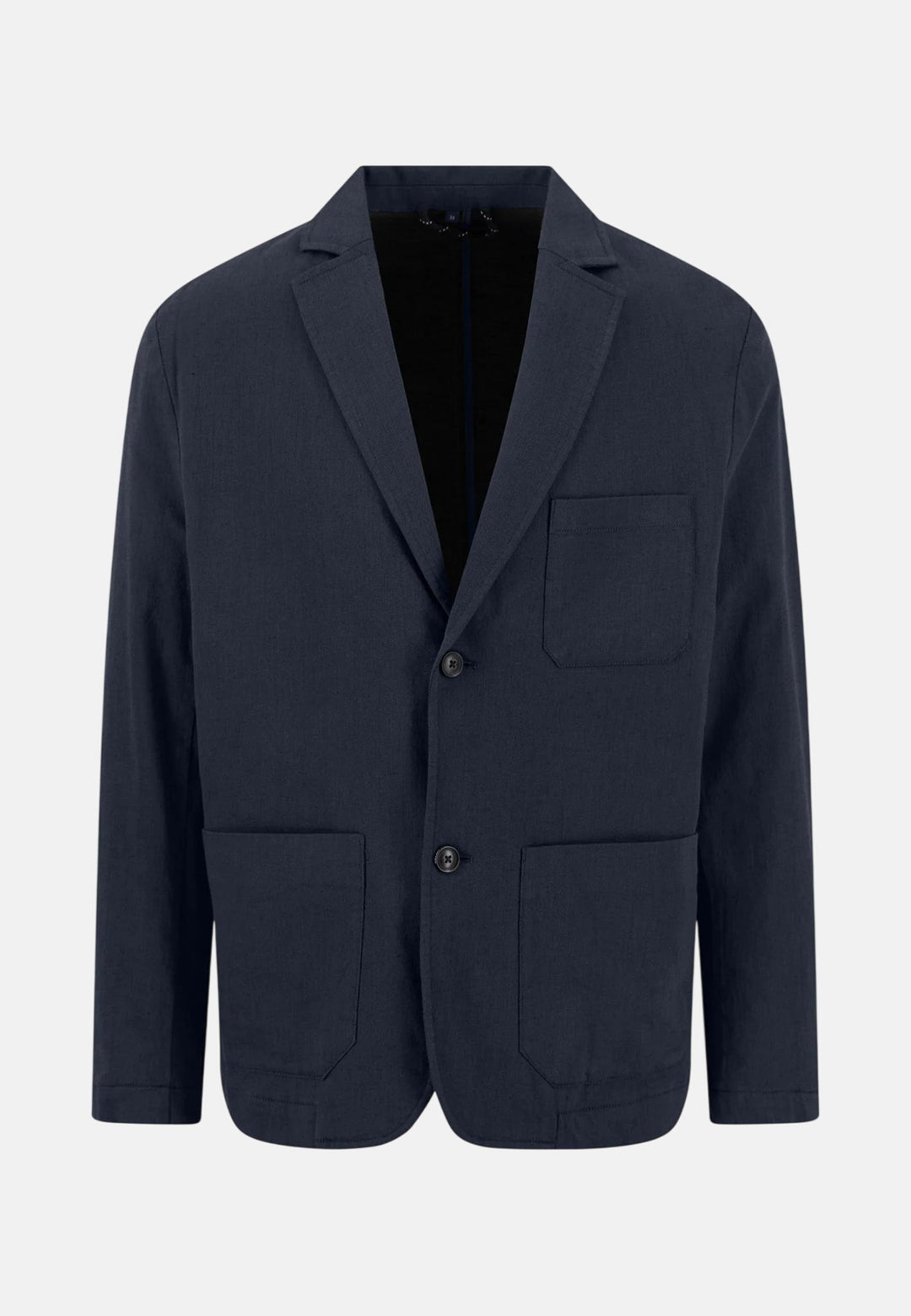 Fynch - Hatton Cotton Linen Blend Twotone Structured Blazer Dark Navy - 16032820-688-M - fynch - hatton.co.uk