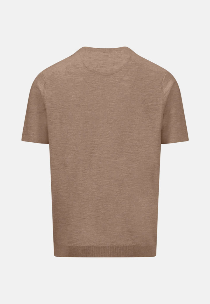 Fynch - Hatton Cotton Linen Fine Knit T-Shirt Affogato - 1603701-213-M - fynch - hatton.co.uk